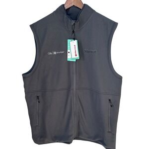 Marmot Mens Rocklin Fleece Vest Full‎ Zip XXLT Steel Onyx Gray Company Logo NWT